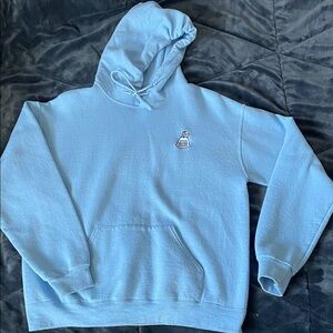 Sky Blue Hoodie with Embroidered Goldfish Detail